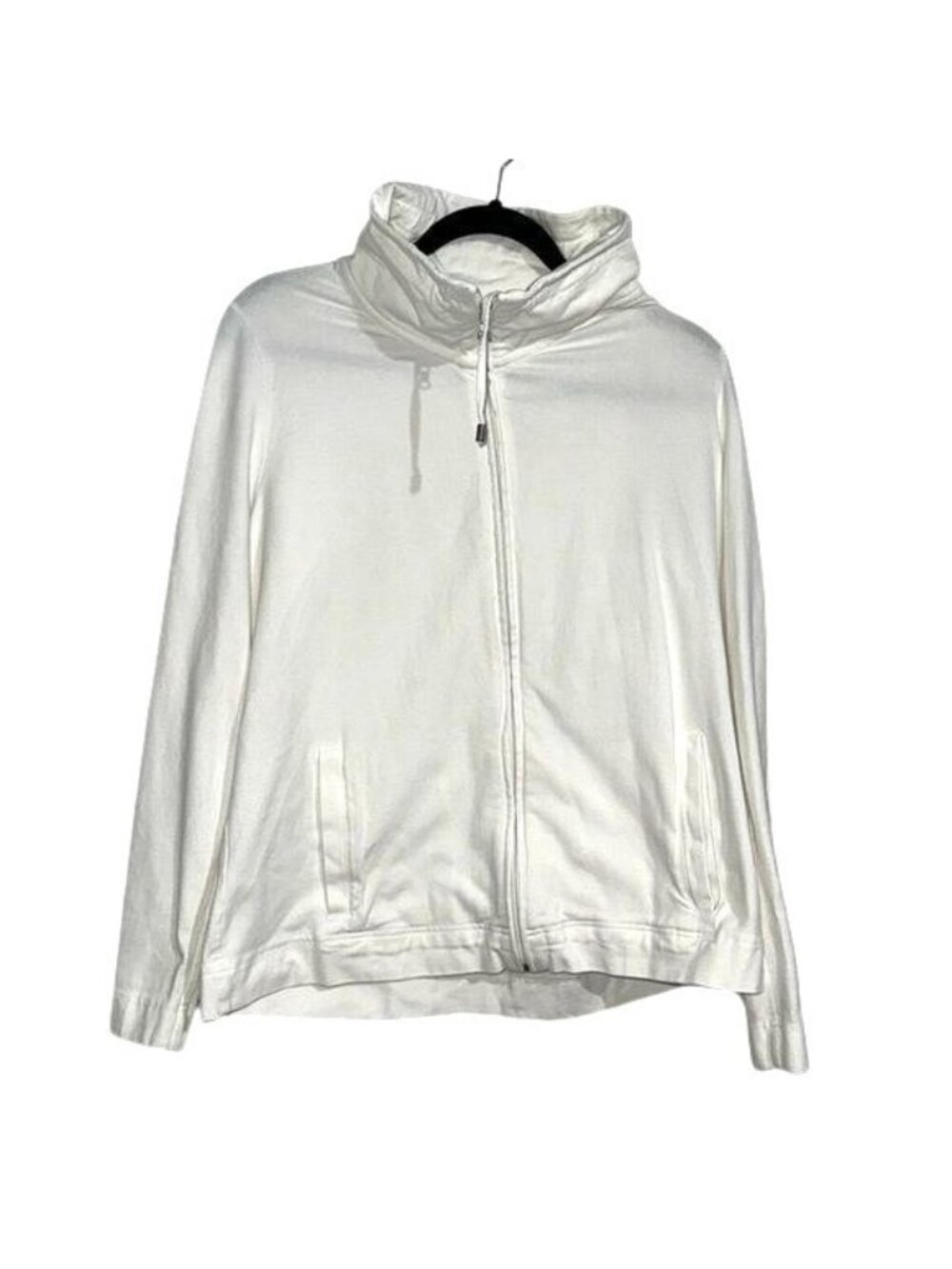 Womens White Zip-Up Jacket Croft & Barrow XL Cotton Blend Lightweight Hoodie - Picture 1 of 8